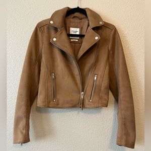 Abercrombie & Fitch Vegan Leather Cropped Moto Jacket, Size Small